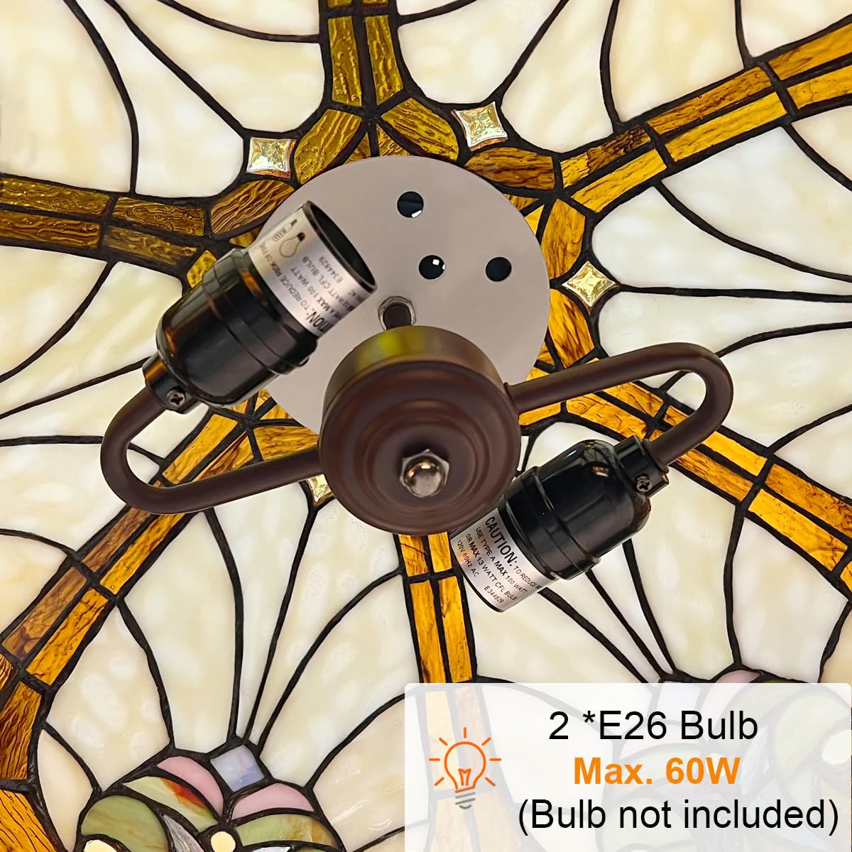 COTOSS Tiffany Pendant Light fixtures 16 Wide Stained Glass Pendant Lighting Vintage Style 2 Lights Hanging Lamp for Kitchen Dining Room Bedroom - Image 3