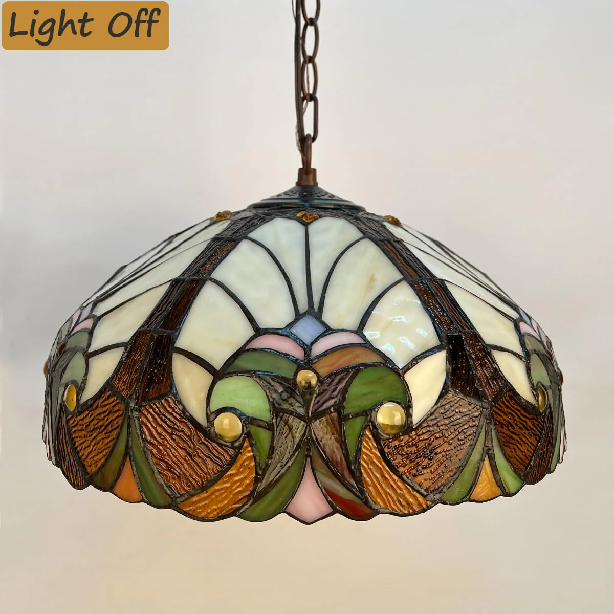 COTOSS Tiffany Pendant Light fixtures 16 Wide Stained Glass Pendant Lighting Vintage Style 2 Lights Hanging Lamp for Kitchen Dining Room Bedroom - Image 7