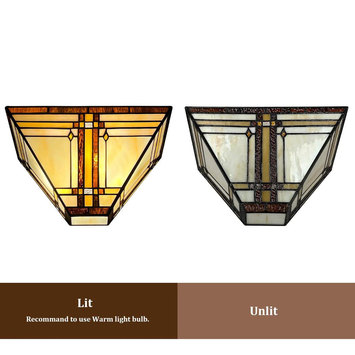 Capulina Tiffany Lamp Stained Glass Wall Sconces 2 Light 12 Inches Wide Cream Color Tiffany Style Wall Lights for Hallway Stairway Bedroom Cinema Bathroom Home Office - Image 5